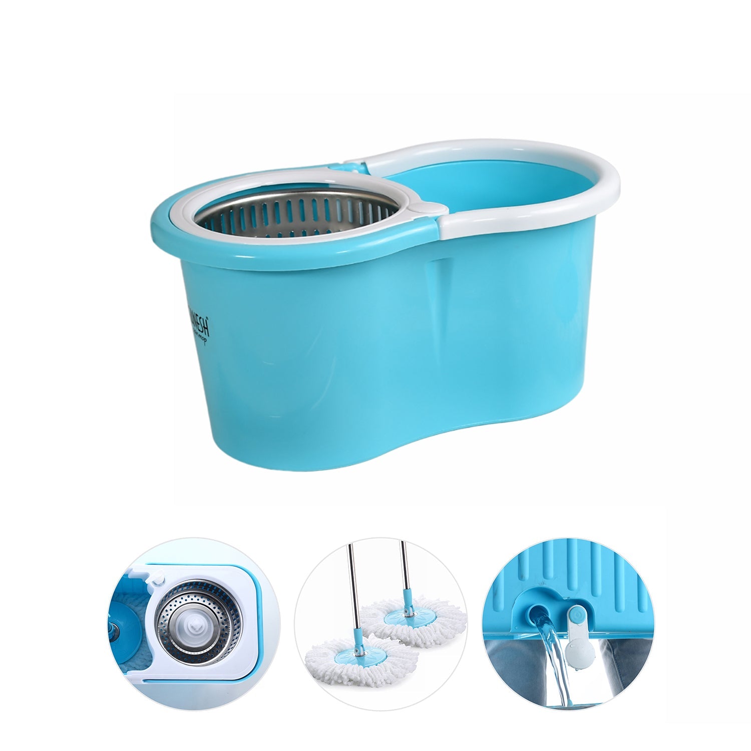 8714 RAPID STEEL SPINNER BUCKET MOP 360 DEGREE SELF SPIN WRINGING WITH 2 ABSORBERS FOR HOME AND OFFICE FLOOR CLEANING MOPS SET DeoDap 8714 RAPID STEEL SPINNER BUCKET MOP 360 DEGREE SELF SPIN WRINGING WITH 2 ABSORBERS FOR HOME AND OFFICE FLOOR CLEANING MOPS SET DeoDap